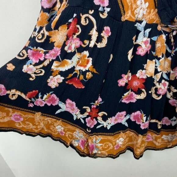 Target Xhilaration Bohemian Floral V-Neck Romper Printed Size Small Blue Orange - Picture 7 of 13